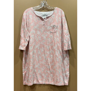 Karen Neuburger Nightgown Womens Pink Floral Medium Fits Large Comfy Cotton
